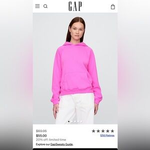 GAP oversized Vibrant Pink Pullover Hoodie vintage soft